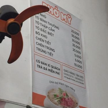 Thực đơn- Quán Ăn Phở Mỹ - Nguyễn Thị Nhỏ