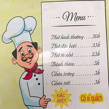 Thực đơn- Quán Ăn Phở Mỹ - Nguyễn Thị Nhỏ
