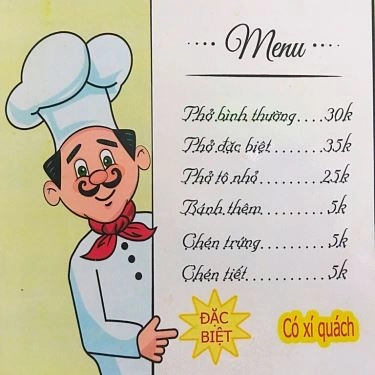 Thực đơn- Quán Ăn Phở Mỹ - Nguyễn Thị Nhỏ