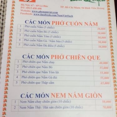 Thực đơn- Quán Ăn Phố Nấm Kiều Yên
