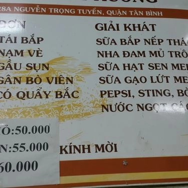 Thực đơn- Quán Ăn Phở Nam Hương
