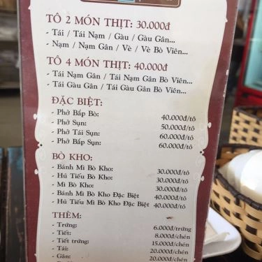 Thực đơn- Quán Ăn Phở Ngọc Hà