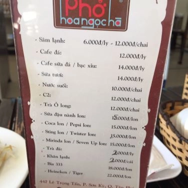 Thực đơn- Quán Ăn Phở Ngọc Hà