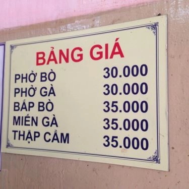 Thực đơn- Quán Ăn Phở Ngọc Thể