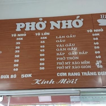 Thực đơn- Quán Ăn Phở Nhớ - Huỳnh Thúc Kháng