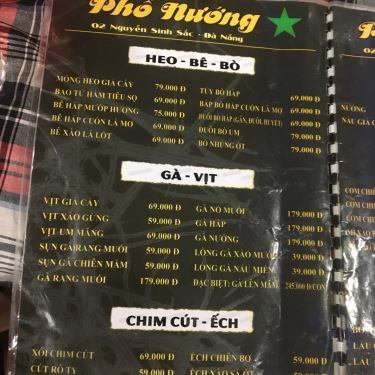 Thực đơn- Quán Ăn Phố Nướng - Nguyễn Sinh Sắc