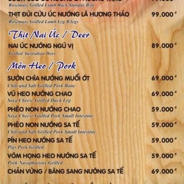 Thực đơn- Quán Ăn Phố Nướng Ohio - BBQ & Beer Garden