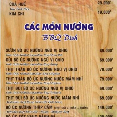 Thực đơn- Quán Ăn Phố Nướng Ohio - BBQ & Beer Garden