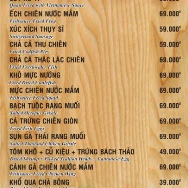 Thực đơn- Quán Ăn Phố Nướng Ohio - BBQ & Beer Garden