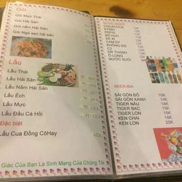 Thực đơn- Quán Ăn Phố Nướng Tình Cờ