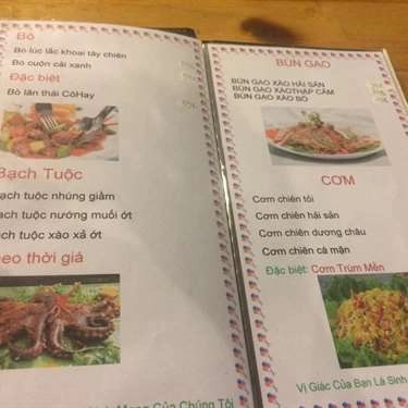 Thực đơn- Quán Ăn Phố Nướng Tình Cờ