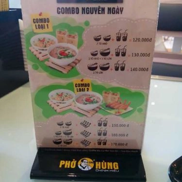 Thực đơn- Quán Ăn Phở Ông Hùng - 682 Trần Hưng Đạo