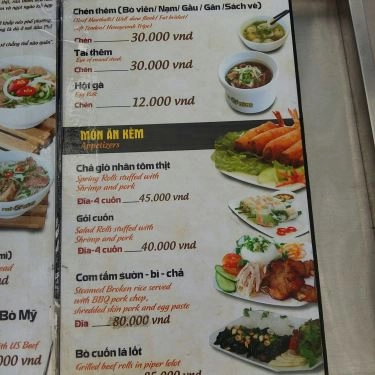 Thực đơn- Quán Ăn Phở Ông Hùng - Nguyễn Khánh Toàn