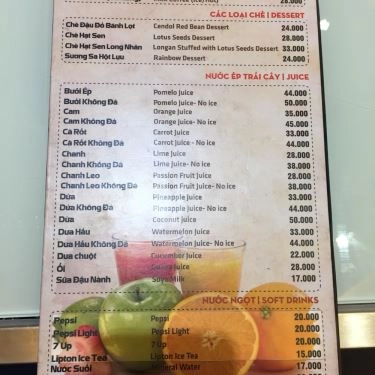 Thực đơn- Quán Ăn Phở Ông Hùng - Nguyễn Khánh Toàn