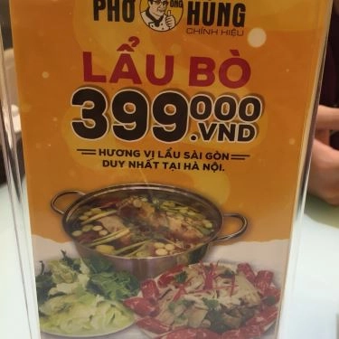 Thực đơn- Quán Ăn Phở Ông Hùng - Nguyễn Khánh Toàn