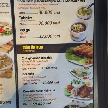 Thực đơn- Quán Ăn Phở Ông Hùng - Nguyễn Khánh Toàn
