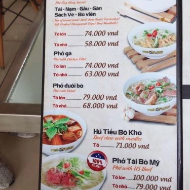 Thực đơn- Quán Ăn Phở Ông Hùng - 18A Trường Sơn