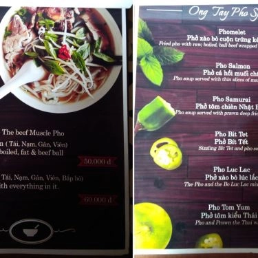 Thực đơn- Quán Ăn Phở Ông Tây