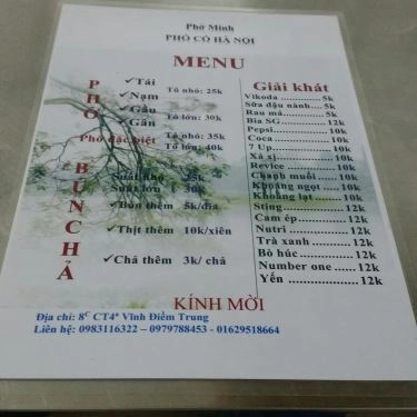 Thực đơn- Quán Ăn Phở Phố Cổ Hà Nội