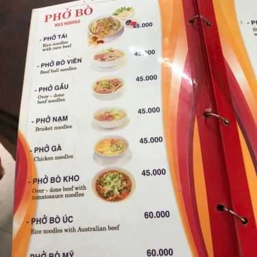 Thực đơn- Quán Ăn Phở Sài Gòn - Nguyễn Văn Cừ