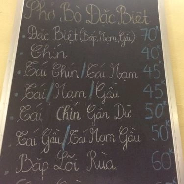 Thực đơn- Quán Ăn Phở Sướng - Mai Hắc Đế