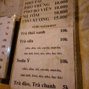 Thực đơn- Quán Ăn Phở Tái Vỉa Hè