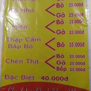 Thực đơn- Quán Ăn Phở Thìn - Cây Trâm