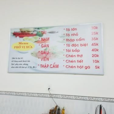 Thực đơn- Quán Ăn Phở Vị Xưa - Nguyễn Duy Trinh