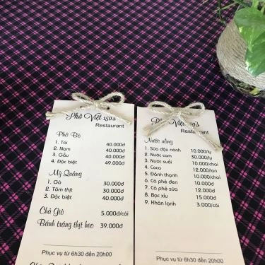 Thực đơn- Nhà Hàng Phở Việt 150's - Bánh Tráng Thịt Heo & Mì Quảng