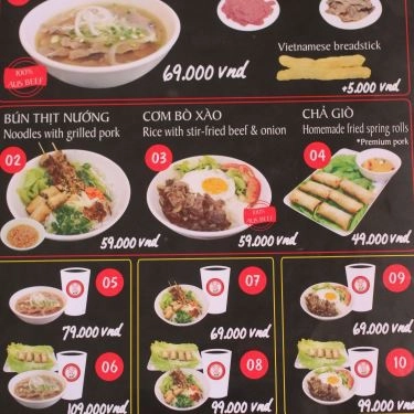 Thực đơn- Quán Ăn Phở Việt Kiều