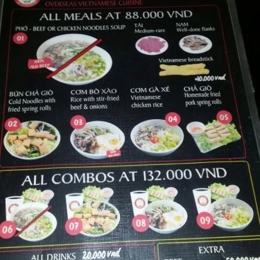 Thực đơn- Quán Ăn Phở Việt Kiều