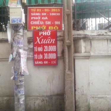 Thực đơn- Quán Ăn Phở Xuân - Lê Văn Sỹ