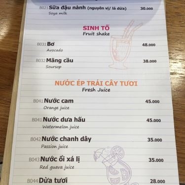 Thực đơn- Nhà Hàng Phoenix Restaurant - Ga Quốc Nội Sân Bay Tân Sơn Nhất