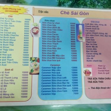 Thực đơn- Quán Ăn Phong Lan - Ốc, Chè, Nem