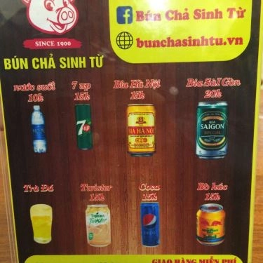 Thực đơn- Quán Ăn Bún Chả Sinh Từ - Nguyễn Phong Sắc