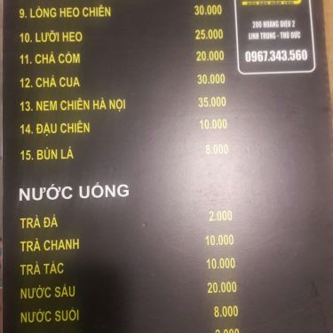 Thực đơn- Quán Ăn Phúc Kỳ - Bún Đậu Mắm Tôm
