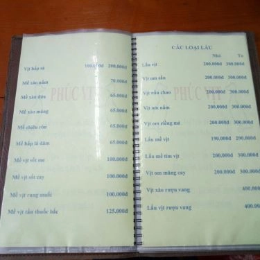 Thực đơn- Quán Ăn Phúc Vịt - Đặc Sản Vịt