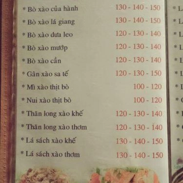Thực đơn- Phước Lộc - Quán Ăn Gia Đình
