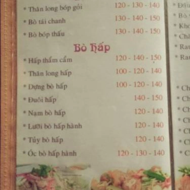 Thực đơn- Phước Lộc - Quán Ăn Gia Đình