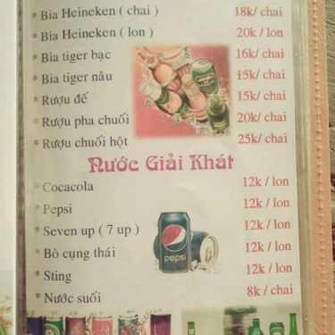 Thực đơn- Phước Lộc - Quán Ăn Gia Đình