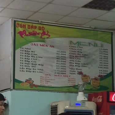 Thực đơn- Quán Ăn Quán Phương - Bún Bắp Bò