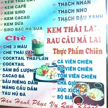Thực đơn- Quán Ăn Phương Mai - Chè Thái