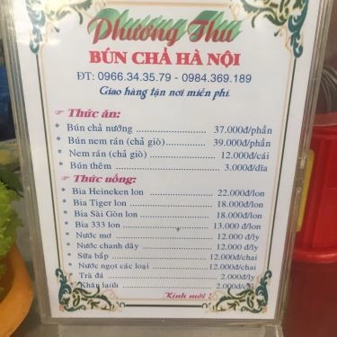 Thực đơn- Quán Ăn Phương Thu - Bún Chả Hà Nội