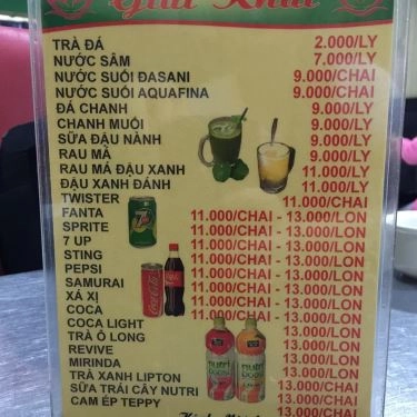 Thực đơn- Quán Ăn Phương Tịnh - Cơm Chay