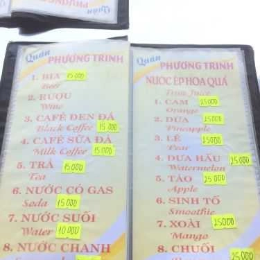 Thực đơn- Quán Ăn Phương Trinh - Bánh Bèo - Nậm - Lọc