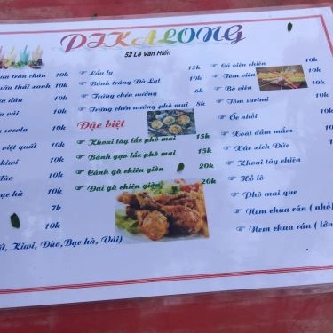 Thực đơn- Quán Ăn Pikalong - Trà Sữa & Ăn Vặt