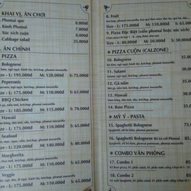 Thực đơn- Quán Ăn Pizza Homemade