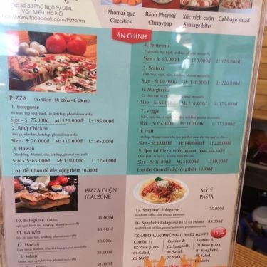 Thực đơn- Quán Ăn Pizza Homemade