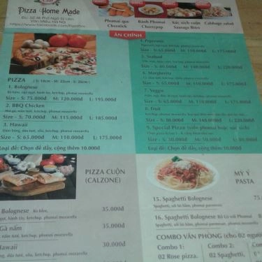 Thực đơn- Quán Ăn Pizza Homemade