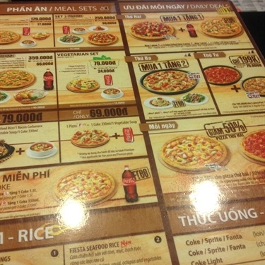 Thực đơn- Nhà Hàng Pizza Hut - Phan Chu Trinh